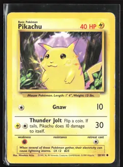 Pokemon TCG - Pikachu Common Base Set 058/102 HP - Image 1