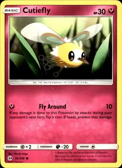 Cutiefly 92/149 Common - Pokemon SM Base Set 2017 LP - MP - Image 1