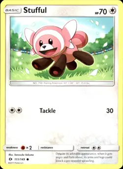 Stufful 111/149 Common - Pokemon SM Base Set 2017 LP - MP - Image 1