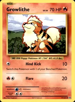 Growlithe 17/108 Common - Pokemon XY - Evolutions LP - Image 1