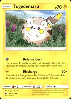 Togedemaru 53/149 Common - Pokemon SM Base Set 2017 LP - MP - Image 1