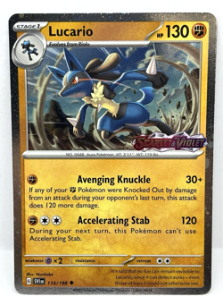 Lucario - 114/198 Pokemon Scarlet & Violet Premium Collection Stamped Promo Card - Image 1