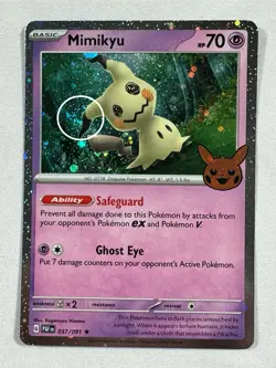 Pokemon TCG Mimikyu 37/91 Paldean Fates SV4.5 Cosmos Holo Trick or Trade NM - Image 1