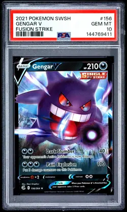 2021 POKEMON SWORD & SHIELD FUSION STRIKE #156 GENGAR V PSA 10 - Image 1