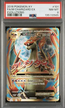 2016 POKEMON XY EVOLUTIONS #101 FULL ART/M CHARIZARD EX PSA 8 - Image 1