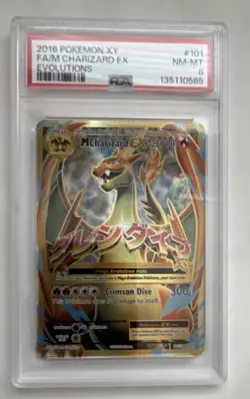 2016 POKEMON XY EVOLUTIONS #101 FULL ART/M CHARIZARD EX PSA 8 - Image 2