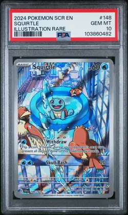 2024 POKEMON SCR EN-STELLAR CROWN ILLUSTRATION RARE #148 SQUIRTLE PSA 10 - Image 1
