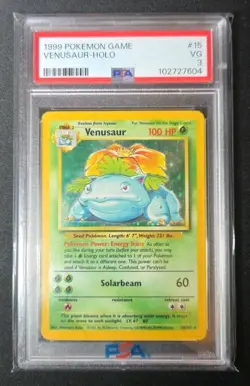 1999 POKEMON BASE SET UNLIMITED #15 VENUSAUR-HOLO PSA 3 - Image 1