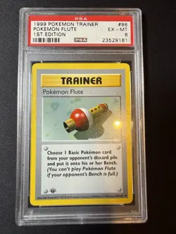 PSA 6 Pokemon Flute 1999 Base Set 80/102 1st Edition Shadowless Pokemon Card - Image 1