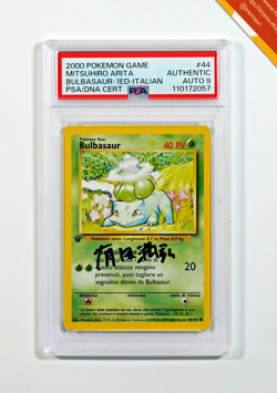 Pokemon PSA Bulbasaur #44 1st Ed Base Set Auto 9 Mitsuhiro Arita 2000 Italiano - Image 1