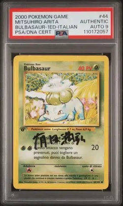 Pokemon PSA Bulbasaur #44 1st Ed Base Set Auto 9 Mitsuhiro Arita 2000 Italiano - Image 2