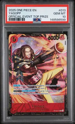 2025 ONE PIECE PROMOS OFFICIAL EVENT TOP PRIZE #013 YASOPP PSA 10 ENGLISH - Image 1