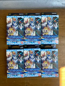 6 Digimon Card Game Premium Packs Set 01 In Hand 4 Booster ver 1.0 & 1.5 Promo 811039035143 - Image 1