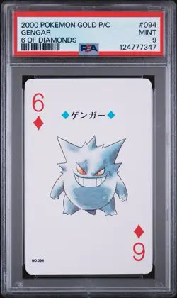 2000 Japanese Pokemon Gengar 6 Of Diamonds #094 Gold Playing Card PSA 9 - Image 1