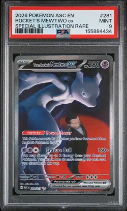 2026 POKEMON ASC EN-ASCENDED HEROES #281 TEAM ROCKET'S MEWTWO EX PSA 9 - Image 1