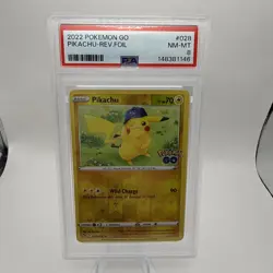 PSA 8 2022 Pokemon Go #028 Pikachu-Rev. Foil NM-MT - Image 1