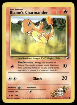 Blaine's Charmander 61/132 Common Gym Heroes Pokemon Moderately Played - Image 1