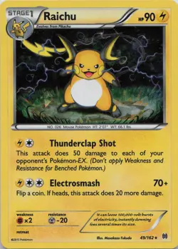 Raichu 49/162 Rare BREAKthrough Pokemon Lightly Played - Image 1