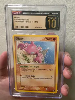CGC Pristine 10 Gligar 57/115 EX Unseen Forces 2005 Pokemon Card - Image 1