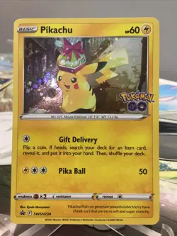 Pikachu SWSH234 Pokemon Go Cosmos Holo Black Star Promo Pokemon Card - Mint - Image 2