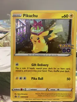 Pikachu SWSH234 Pokemon Go Cosmos Holo Black Star Promo Pokemon Card - Mint - Image 3