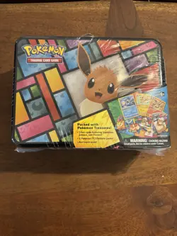 Eevee Pokemon Cards TCG Sealed Lunch Box Tin Holos Treasure Chest 2021 - Image 1