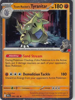 Team Rocket's Tyranitar (Cosmos Holo) 096/182 Rare Destined Rivals Near Mint - Image 1
