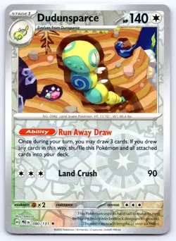 Dudunsparce 080/131 Rare Prismatic Evolutions Pokemon Reverse Holo 2025 NM - Image 1