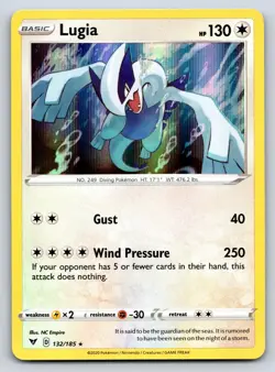 Lugia 132/185 Holo Rare Vivid Voltage Pokemon Near Mint - Image 1