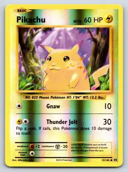 Pikachu 35/108 Common Evolutions Pokemon Reverse Holo Lightly Played - Image 1