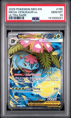 2025 POKEMON MEG EN-MEGA EVOLUTION ULTRA RARE #155 MEGA VENUSAUR EX PSA 10 - Image 1