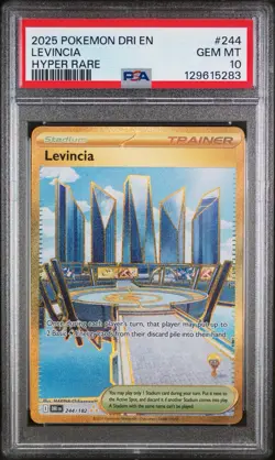 Pokemon TCG 2025 Destined Rivals Levincia Card 244/182 PSA 10 - Image 1