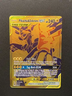 2021 Pokemon Premium Black Star Promo Tag Team #SM248 Pikachu & Zekrom GX - NM - Image 1