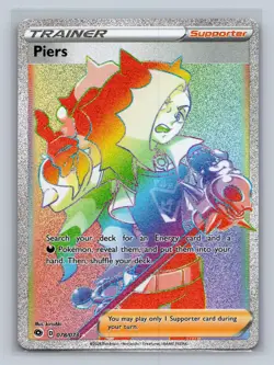Piers 078/073 Rainbow Rare Champion's Path Pokemon Holo Near Mint - Image 1