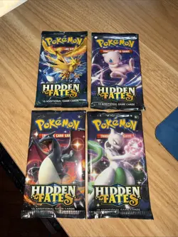 4x Sealed Hidden Fates Booster Packs (Pack Art Set) - Pokemon TCG - Image 1
