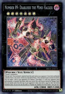 Yu-Gi-Oh! Number 89: Diablosis the Mind Hacker 1st BROL-EN073 Secret NM/LP x1 - Image 1