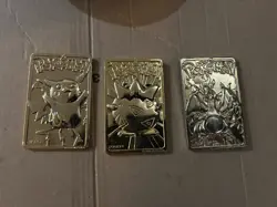 Pokemon Charizard, Pikachu & Togepi 23k Gold Plated Cards 1999 - Image 1