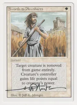 Miscut Signed Swords to Plowshares MP Revised Artist Jeff A. Menges MTG Magic! - Image 1