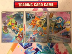 Pokemon First Partner Illustration Promo Set Gen 4 - Turtwig, Chimchar & Piplup - Image 1
