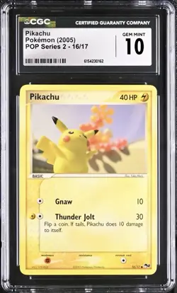 Pokemon Pikachu 016/017 POP Series 2 - CGC 10 Gem Mint - Image 1