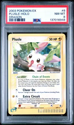 2003 POKEMON EX DRAGON #8 PLUSLE-HOLO PSA 8 - Image 1