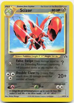Pokemon TCG Scizor (29) Neo Discovery Rare 29/75 Unlimited - Image 1