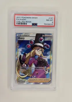Avery Trainer Ultra Rare 187/198 Pokemon 2021 Chilling Reign PSA 8 Supporter - Image 1