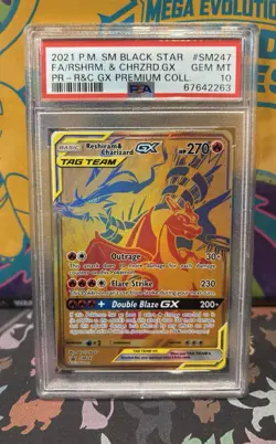 PSA 10 Reshiram & Charizard 2021 Premium Collection GX SM247 Black Star Promo - Image 1