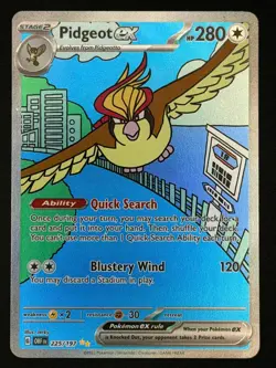 Pidgeot ex 225/197 Special Illustration Rare Obsidian Flames Pokemon Near Mint - Image 1