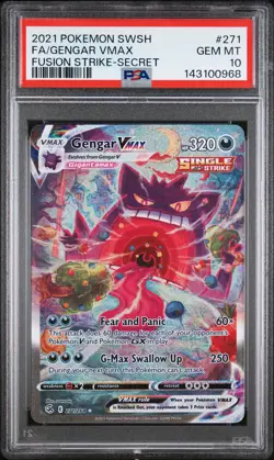 2021 POKEMON SWORD & SHIELD FUSION STRIKE SECRET FULL ART/GENGAR VMAX PSA 10 - Image 1