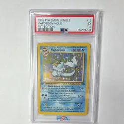 Wizards of the Coast 1999 Pokemon Jungle Vaporeon Holo 1st Ed 12/64 PSA 5 EN - Image 1