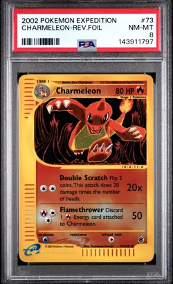 2002 POKEMON EXPEDITION #73 CHARMELEON-REVERSE FOIL PSA 8 - Image 1
