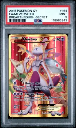 2015 POKEMON XY BREAKTHROUGH SECRET #164 FULL ART/MEWTWO EX PSA 9 - Image 1