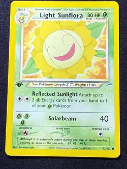Pokemon TCG Light Sunflora Neo Destiny 72/105 Regular 1st Edition Common LP - Image 1